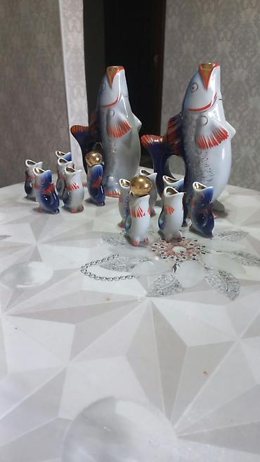 Фарфоровый набор «Рыбки» (водочный/ликерный сервиз). Состав: -