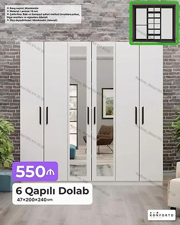 Ev və bağ: 6 qapılı paltar dolabı – 47×200×240 sm - Material: 18 mm laminat - — 1