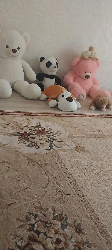 помпоны: Набор мягких игрушек: - Большой белый медведь с вышитыми глазами и — 3