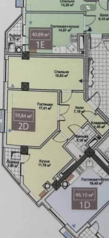 продаю участок заречное: 2 комнаты, 60 м², Элитка, 9 этаж, ПСО (под самоотделку)