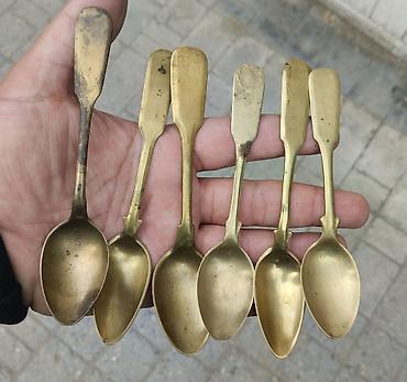 material: Antik pirinç çay qaşıqları dəsti - Sayı: 6 ədəd - Material: bərk — 1