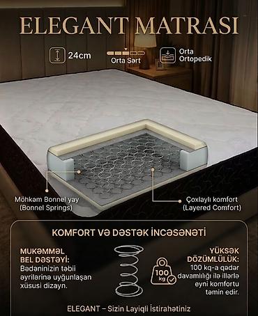Elegant Matrası - Hündürlük: 24 sm - Bərkliyi: Orta sərt - Ortopedik lalafo.az -da Elegant Matrası - Hündürlük: 24 sm - Bərkliyi: Orta sərt - Ortopedik