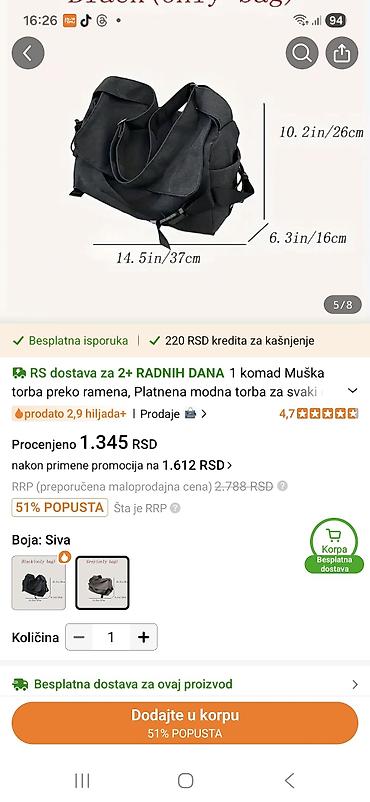 mona obrenovac: Muška torba preko ramena – ljubičasta,ili boje sa slike sa više — 2