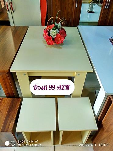 aze sekis: Mətbəx üçün, Yeni, Açılmayan, Kvadrat masa, 4 stul — 2