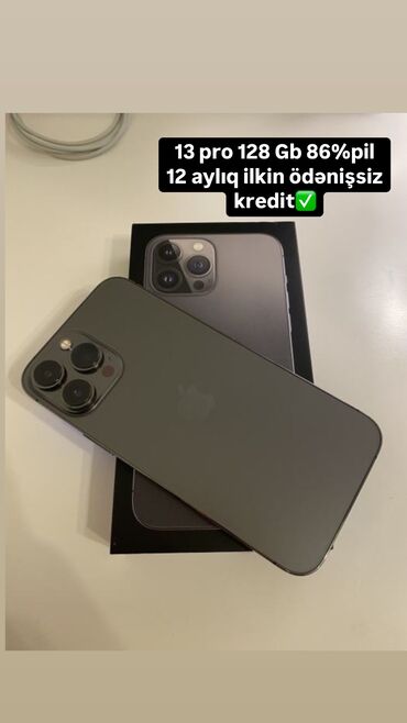 i̇phone kreditle: IPhone 13 Pro, 128 GB, Black Titanium, Zəmanət, Kredit, Simsiz şarj