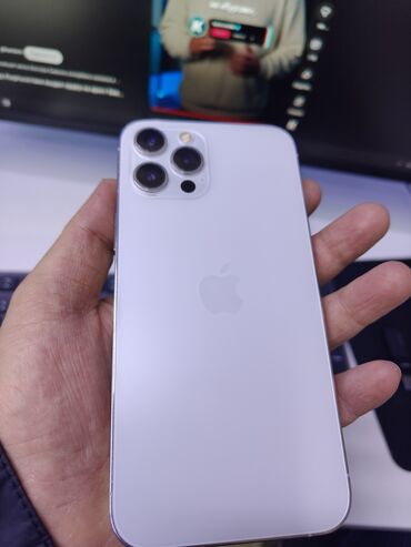 телефон в рассрочку айфон 11: IPhone 12 Pro Max, Колдонулган, 256 ГБ, Ак, Заряддоочу түзүлүш, Коргоочу айнек, Каптама, 75 %