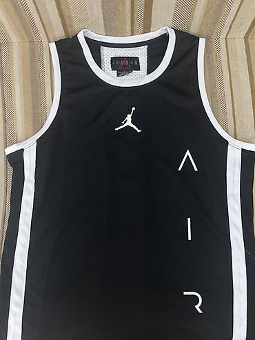 Футболки: Баскетбольная майка Jordan Air без рукавов. - Цвет: черный с белыми — 1
