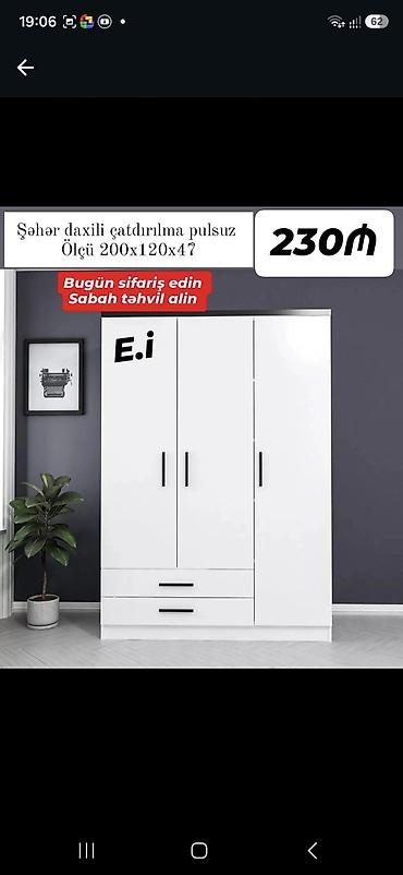şfanerler: *3 qapılı dolab 230Azn💥* ✔️ Rəng seçimi var ✔️ Matireal Rusiya — 5