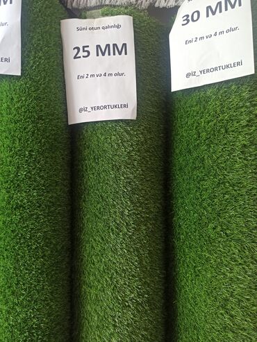 Laminat: Yaşıl rəngli süni ot rulonları. Müxtəlif qalınlıqlarda mövcuddur: 25