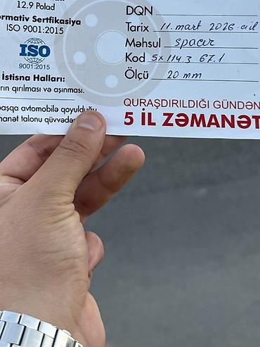 qalın teker: Məhsul: Təkər aralayıcı (Wheel Spacer) Texniki göstəricilər: - Bolt — 4