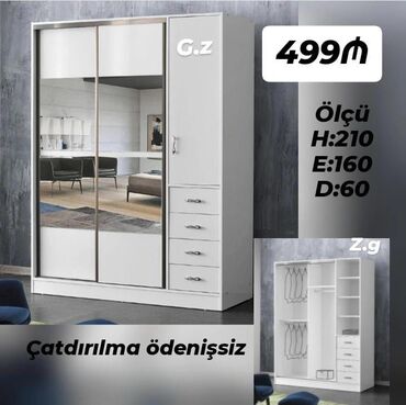 Yeni, 3 qapılı Düz dolab, Şifonyer