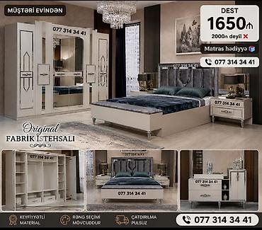 Yataq otağı mebel dəsti Tərkib: - 6 qapılı, güzgülü böyük şkaf
