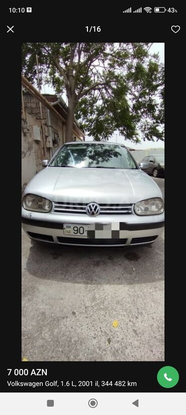 avtomobil kreditlə: Volkswagen Golf: 1.6 л | 2001 г. Хэтчбэк