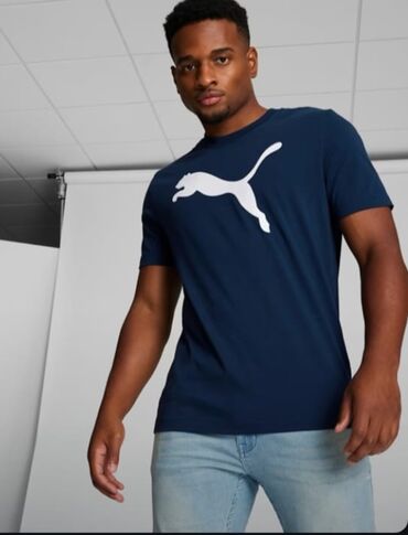 фото спортивной одежды для мужчин: Мужская футболка, 2XL (EU 44), Puma, Новый, цвет - Синий, Самовывоз