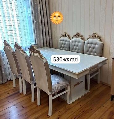 ucuz masa: Qonaq otağı üçün, Yeni, Dördbucaq masa, 6 stul — 1