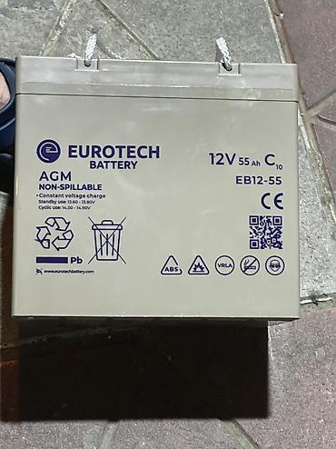 akumlyator islenmis: EUROTECH Battery EB12-55 – AGM texnologiyalı, texniki xidmət tələb — 1