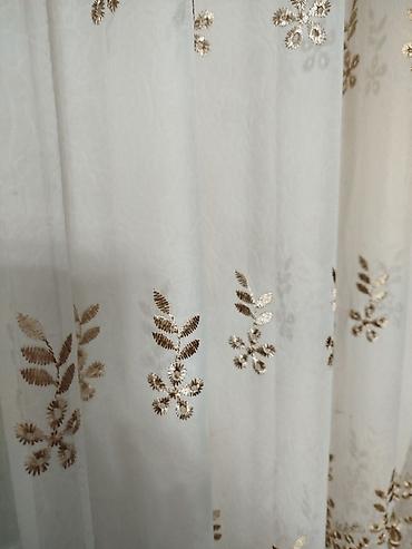 Home & Garden: Zavese markizet2.kom sa bogatom zlatno-bež izvezenom bordurom - — 4