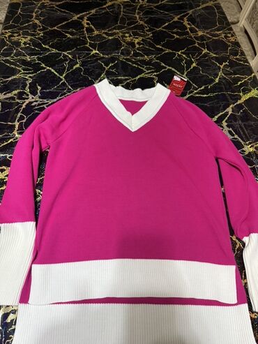 женские хлопковые леггинсы: İki hissəli qadın trikotaj dəst - Rəng: parlaq çəhrayı (fuksiya) və