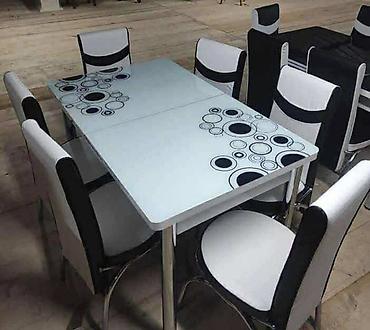 Setovi stolova i stolica: Trpezarijski set – sto sa staklenom pločom i 6 stolica - Dizajn — 21