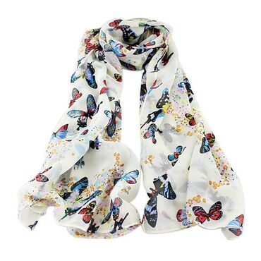 модные одежды: Шифоновый шарф с принтом бабочек Вес: 60г Размер: 160 х 52см