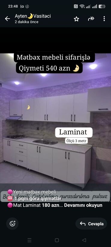 авто дешево купить: 🟣Yeni mətbəx mebeli 🆘 *1 pqm görə qiymətlər* 🟣Mat Laminat *180 azn*