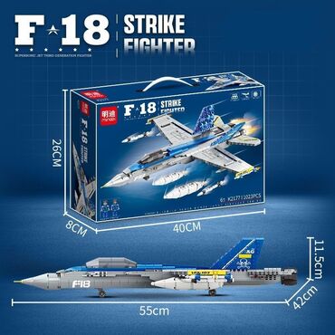машина на пульт управление: Конструктор, Истребитель F18 ✈️ 1023 деталей Размер: 55 см × 42 см