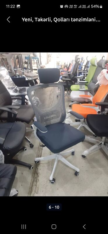 Ofis və oyun kresloları: Yeni, Təkərli, Qolları tənzimlənmir, Parça — 26