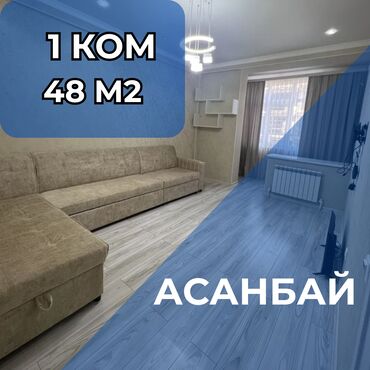 квартира берилет мкр кок жар: 1 комната, 48 м², Элитка, 4 этаж, Евроремонт
