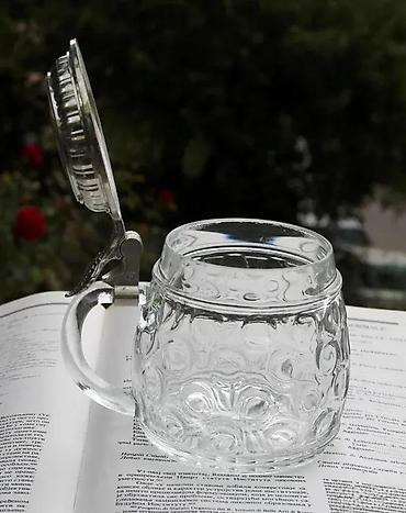 Staro posuđe i escajg: Vntag ORIGINAL BMF BIERSEIDEL Bubble Glass Stein Pevter 1950. Made in — 2