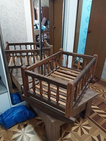 bewik: Taxta beşik – əl işi - Material: təbii qoz ağacı (şaxəli naxışlı — 1