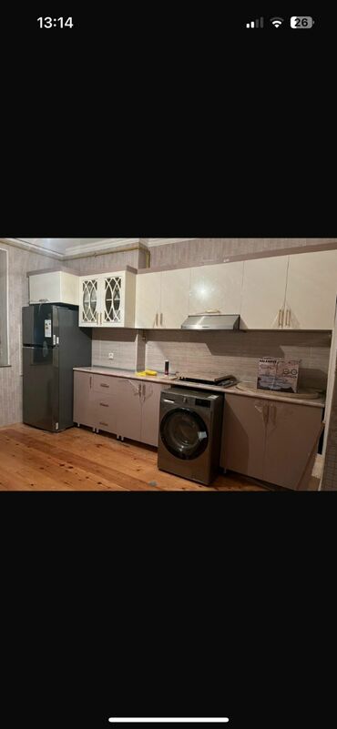 стол кухонный из дерева: Mətbəx mebeli və texnika dəsti - Üst və alt dolablar: parlaq krem