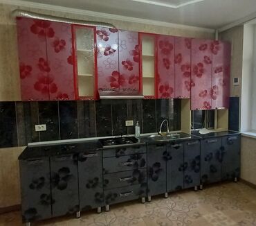 ош мебели: Кухонный гарнитур, Шкаф, цвет - Красный, Б/у