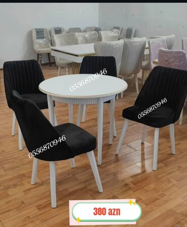 Masa və oturacaq dəstləri: Qonaq otağı üçün, Yeni, Açılmayan, Dördbucaq masa, 6 stul — 11