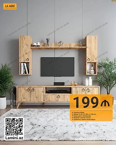 ev mebeleri: TV altlığı və asma rəf dəsti – La Mini - Ölçülər: Dərinlik 40 sm × — 1
