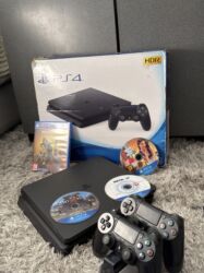 сони плейстейшон 4: Ps 4 slim 500 gb 4 диска Два джойстика Пломба Коробка Состояние