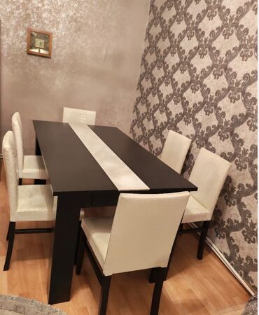 писменный стол: İşlənmiş, 6 stul