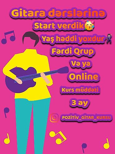 Gitara kursu 🎸🤩🎸🎸🎸 ✅Dərslər həftədə 2 dəfə, hər dərs 1 saat ✅Fərdi lalafo.az -da Gitara kursu 🎸🤩🎸🎸🎸 ✅Dərslər həftədə 2 dəfə, hər dərs 1 saat ✅Fərdi