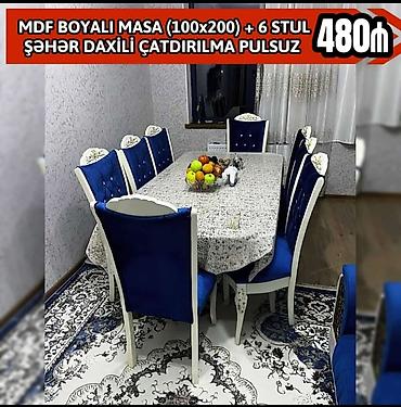 mis caydan: Qonaq otağı üçün, Yeni, Açılmayan, Dördbucaq masa, 6 stul — 1