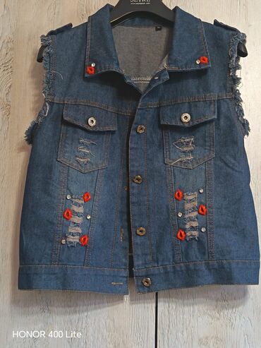 Pencəklər: Cins jilet – rock/street stilində dizayn - Material: klassik mavi