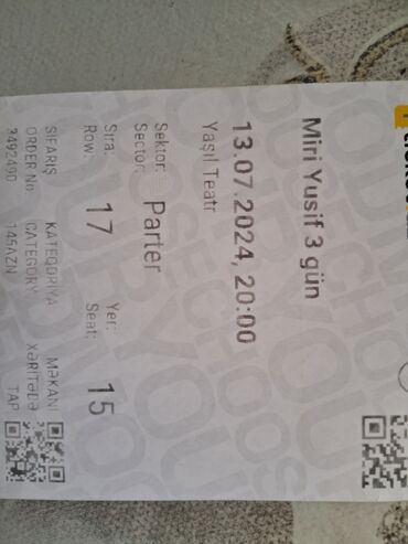 qarabağ leverkusen bilet: Mir Yusifin Konsertine bilet .Sadece 4 eded qaldı.Telesin mehdud
