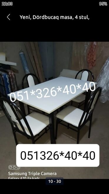 Masa və oturacaq dəstləri: Mətbəx üçün, Yeni, Açılmayan, Dördbucaq masa, 4 stul -da lalafo.az — 10 Masa və oturacaq dəstləri: Mətbəx üçün, Yeni, Açılmayan, Dördbucaq masa, 4 stul — 10