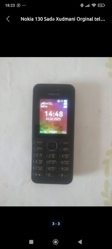 telefonlar lənkəran: Nokia 130, < 2 GB Memory Capacity, rəng - Qara, Zəmanət, Düyməli, İki sim kartlı