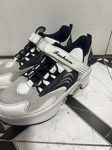 dunk low: Срочно!!!!Роликовые кроссовки в спортивном стиле, бело-чёрного цвета — 4