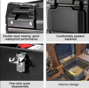 Motosiklet hissələri: Motosikletlər üçün nəzərdə tutulmuş, qara rəngli, suya davamlı yük — 3