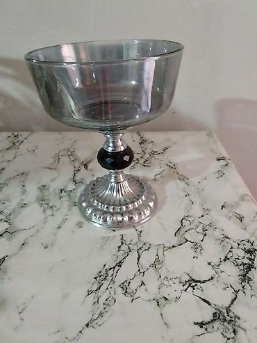 konfet: Konfet qabi - Material: qalın şüşə kasa, metal effektli dekorativ — 3