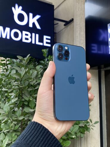 Apple iPhone: IPhone 12 Pro Max, 128 GB, Mavi, Zəmanət, Simsiz şarj, Face ID