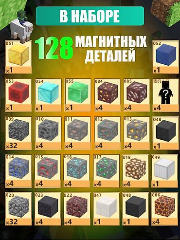магические: 🧲 **Детский магнитный конструктор MINECRAFT (128 деталей)** 🎁 *Для — 5