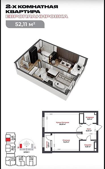 Новостройки от застройщика: Строится, Элитка, 2 комнаты, 52 м² — 2