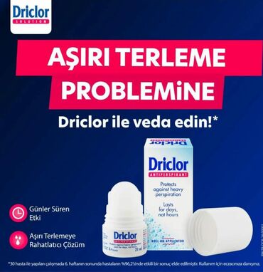 Qoltuq tərləməsinin,əl tərləməsinin və s. qarşısını alır