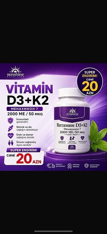beard oil vitamin c: Sunshine Nutrition Vitamin D3+K2 (Menaxinon-7) – 2000 ME / 50 mkq - — 1